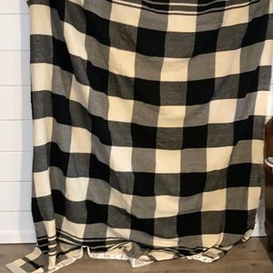 Vintage wool buffalo check blanket throw